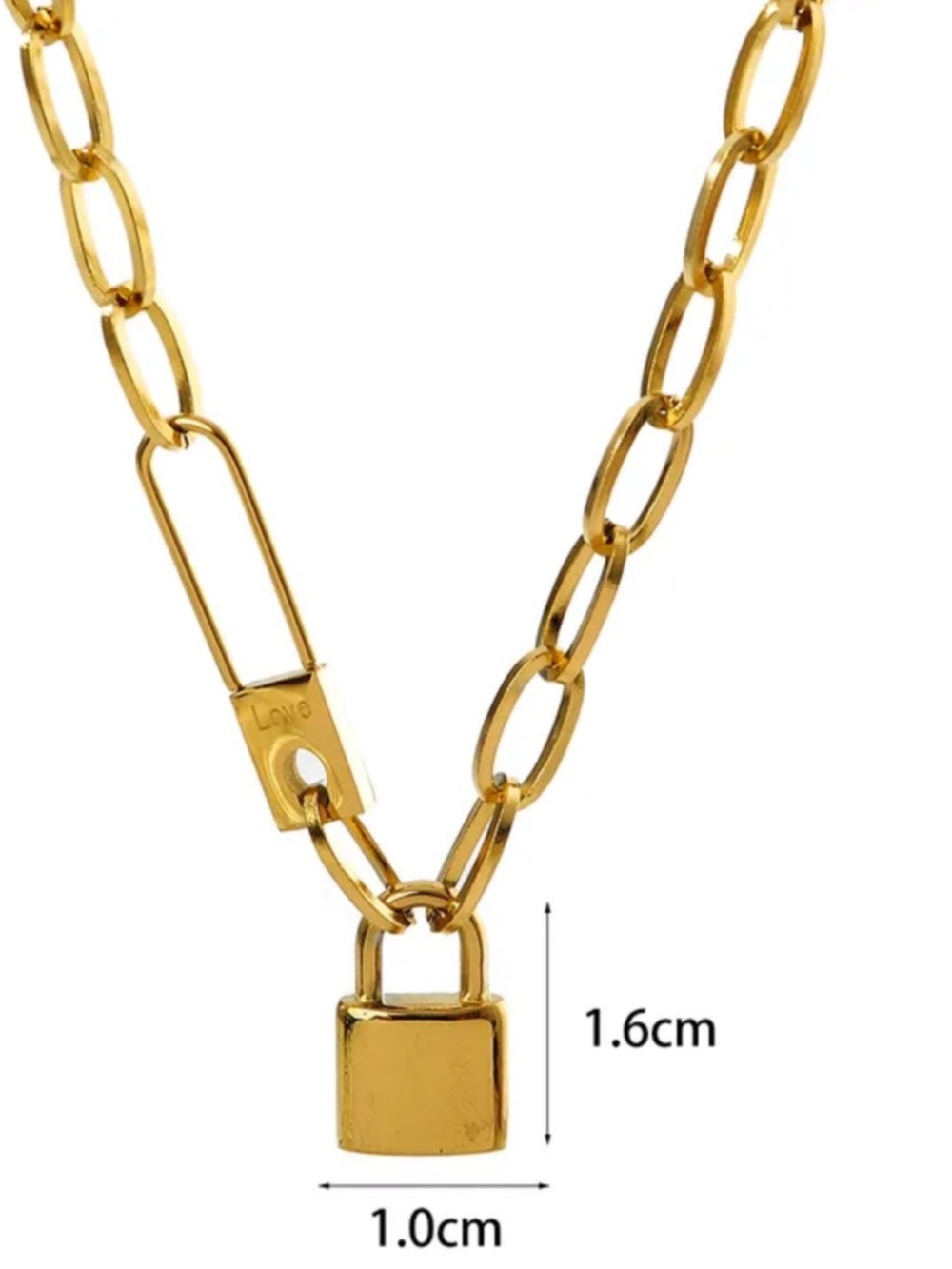 Lock Gold Chain Necklace - Picture 4 of 4